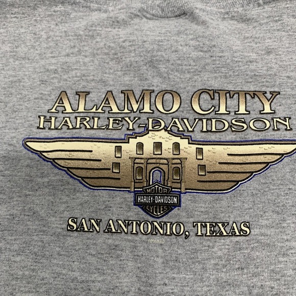 Vtg Harley Davidson L Alamo City San Antonio Long Sleeve T-shirt Gray 4 Hits Y2k - Picture 7 of 13